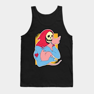 Skeleteon Holding a Cat Tank Top